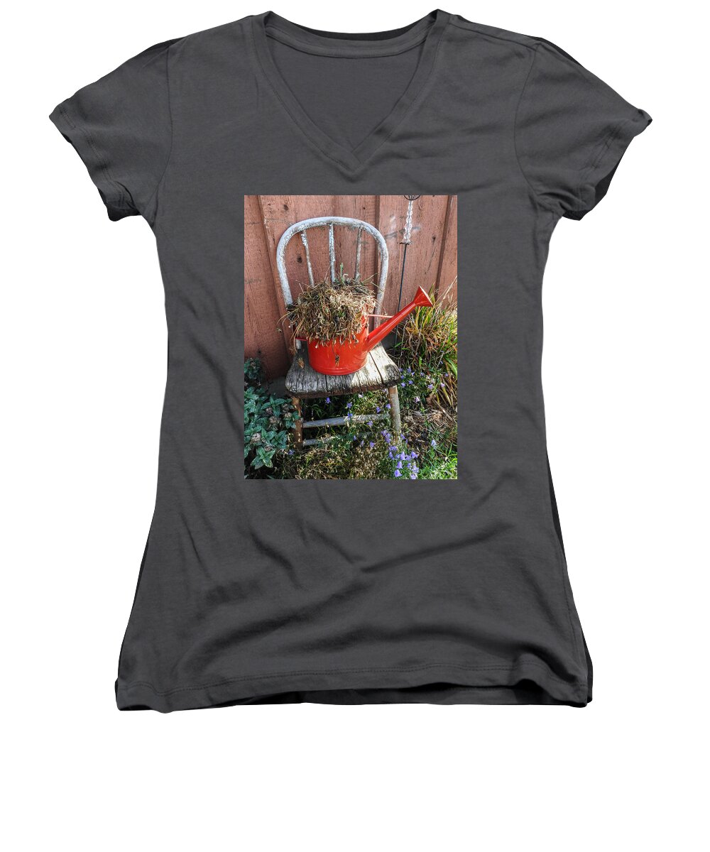 Still Life Women's V-Neck featuring the photograph Country Charm by Janice Adomeit