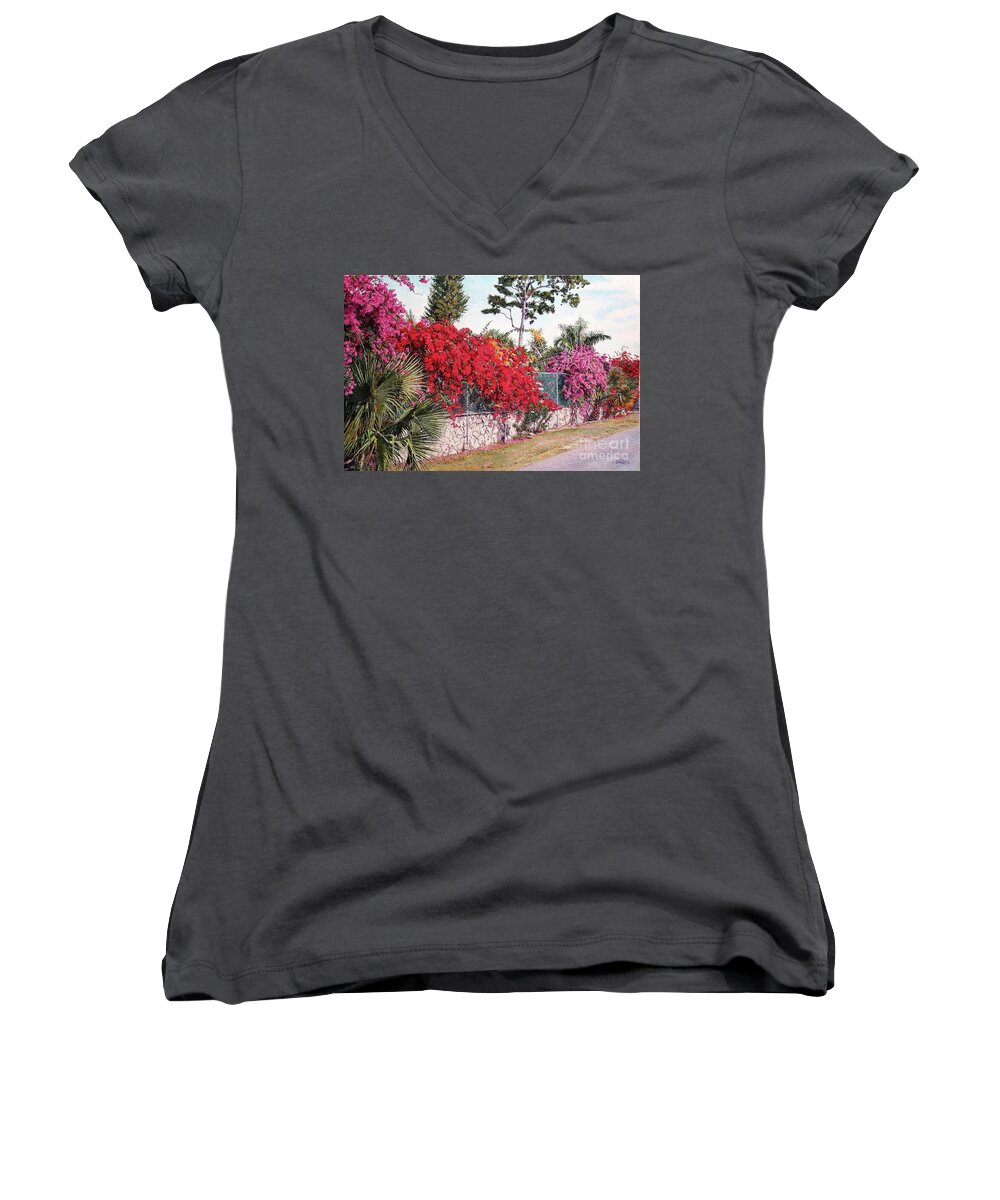Eddie Women's V-Neck featuring the painting Creations Glory by Eddie Minnis