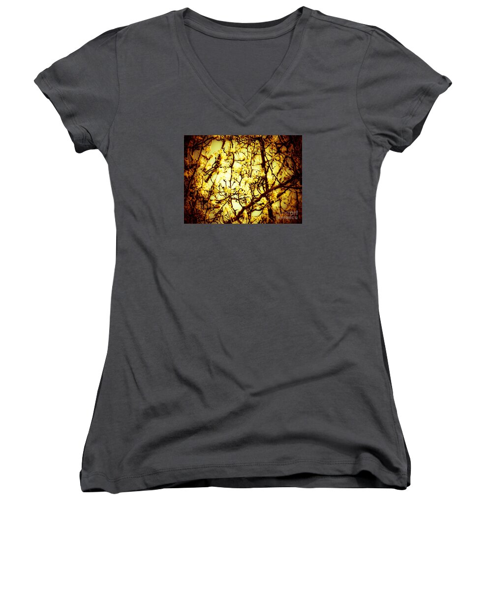 Tree Branches That Kind Of Resemble The Synapse Of Our Brains. Shot In Nyc. Women's V-Neck featuring the photograph Crip l by Robin Coaker