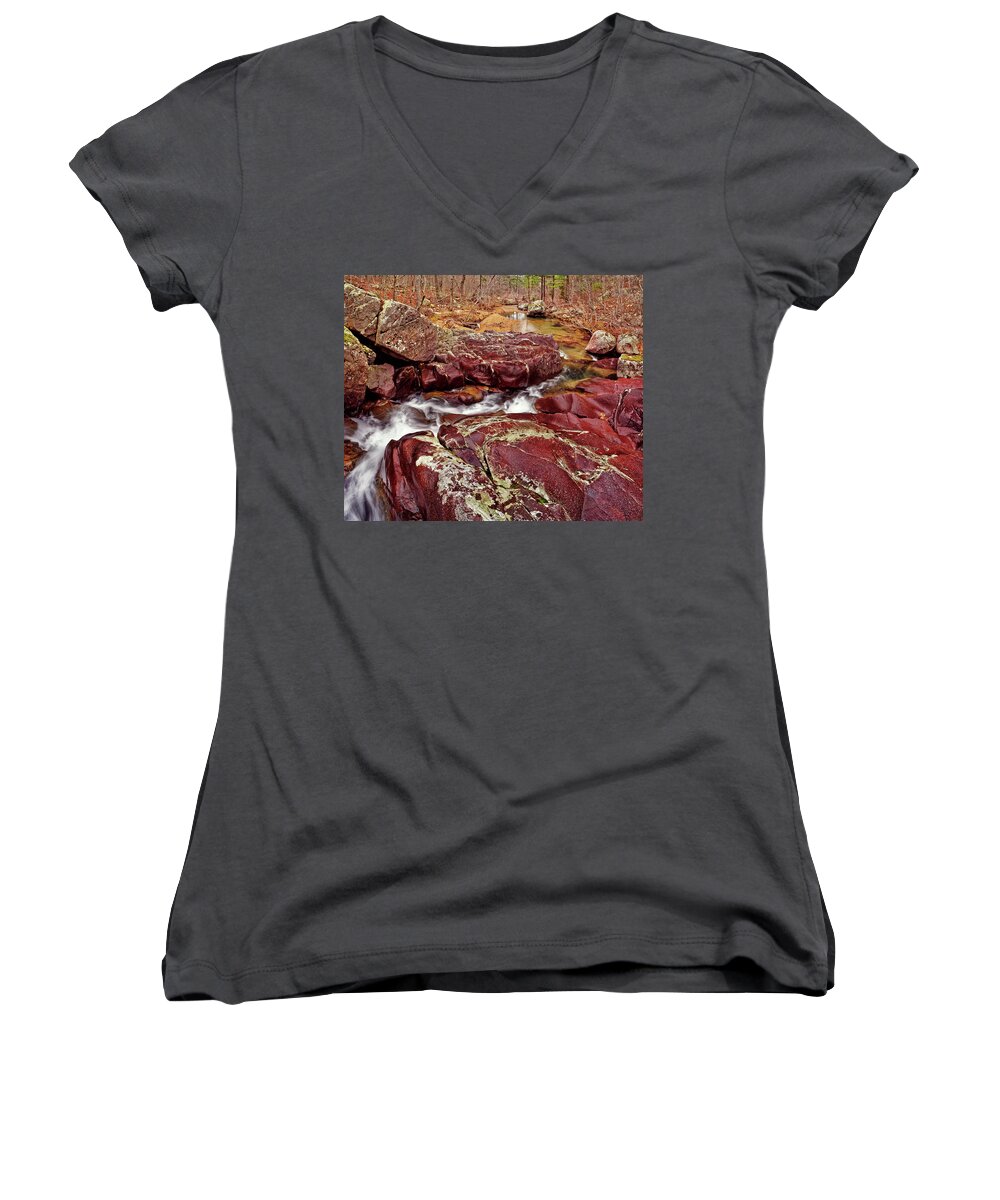 2016 Women's V-Neck featuring the photograph Cub Creek Shut-ins by Robert Charity