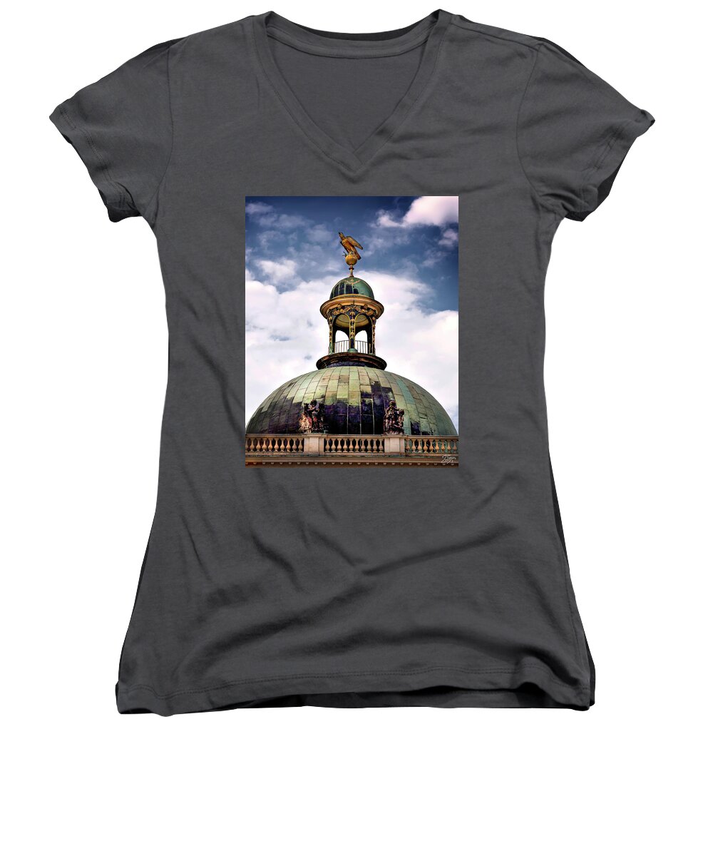 Endre Women's V-Neck featuring the photograph Cupola At Sans Souci by Endre Balogh