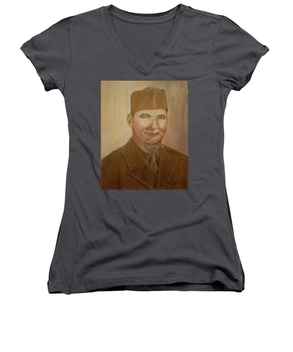 Daddy Women's V-Neck featuring the drawing Daddy by Quwatha Valentine