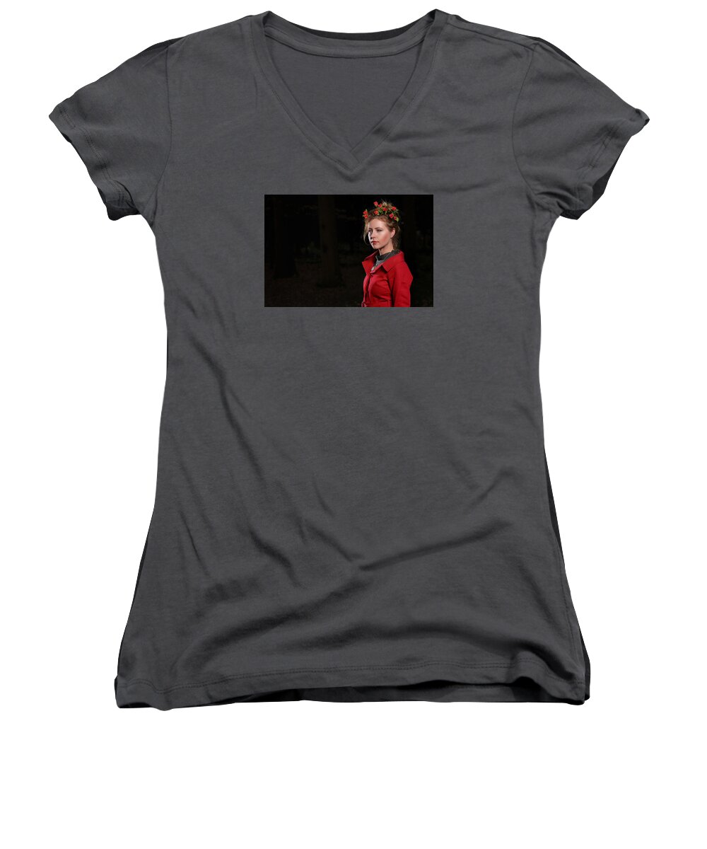 Deep Women's V-Neck featuring the photograph Deep in the forest by Robert Krajnc