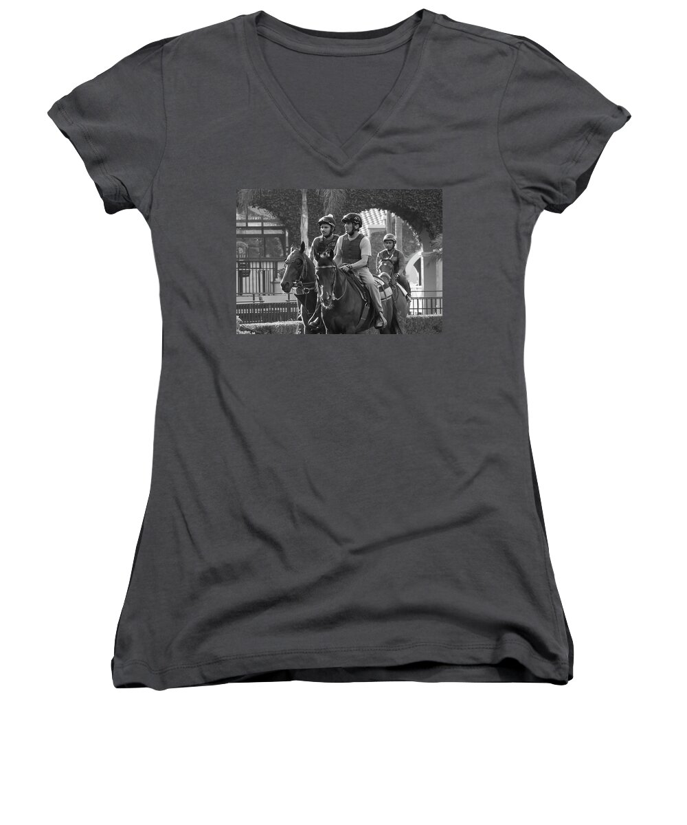 Horse Women's V-Neck featuring the photograph Del Mar Morning by Dusty Wynne