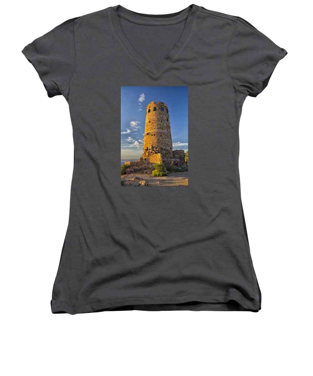 Desert View Women's V-Neck featuring the photograph Desert View by Tom Kelly