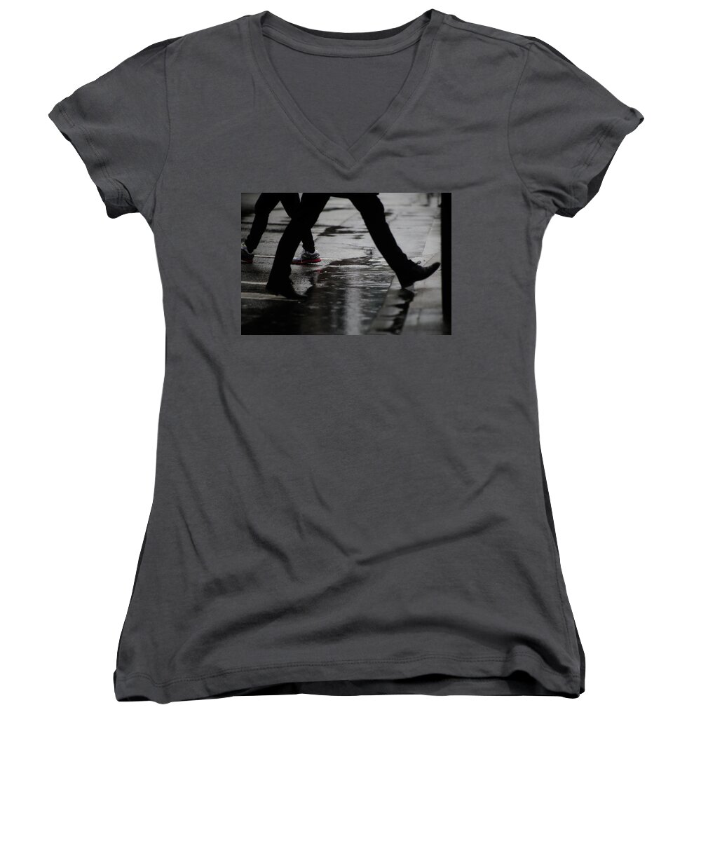 Street Photography Women's V-Neck featuring the photograph different Directions by J C