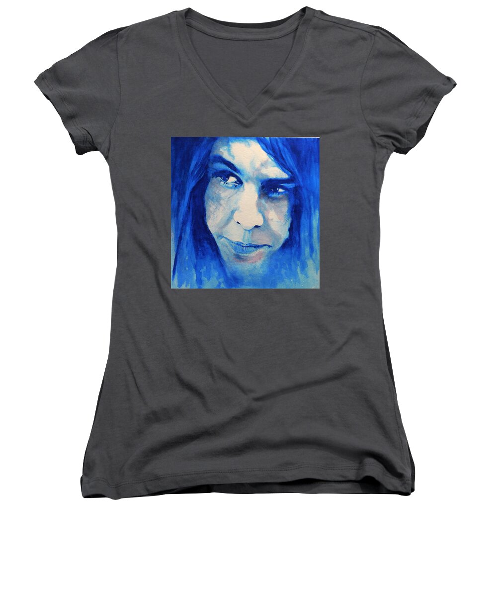 Singer Women's V-Neck featuring the painting Dio by William Walts