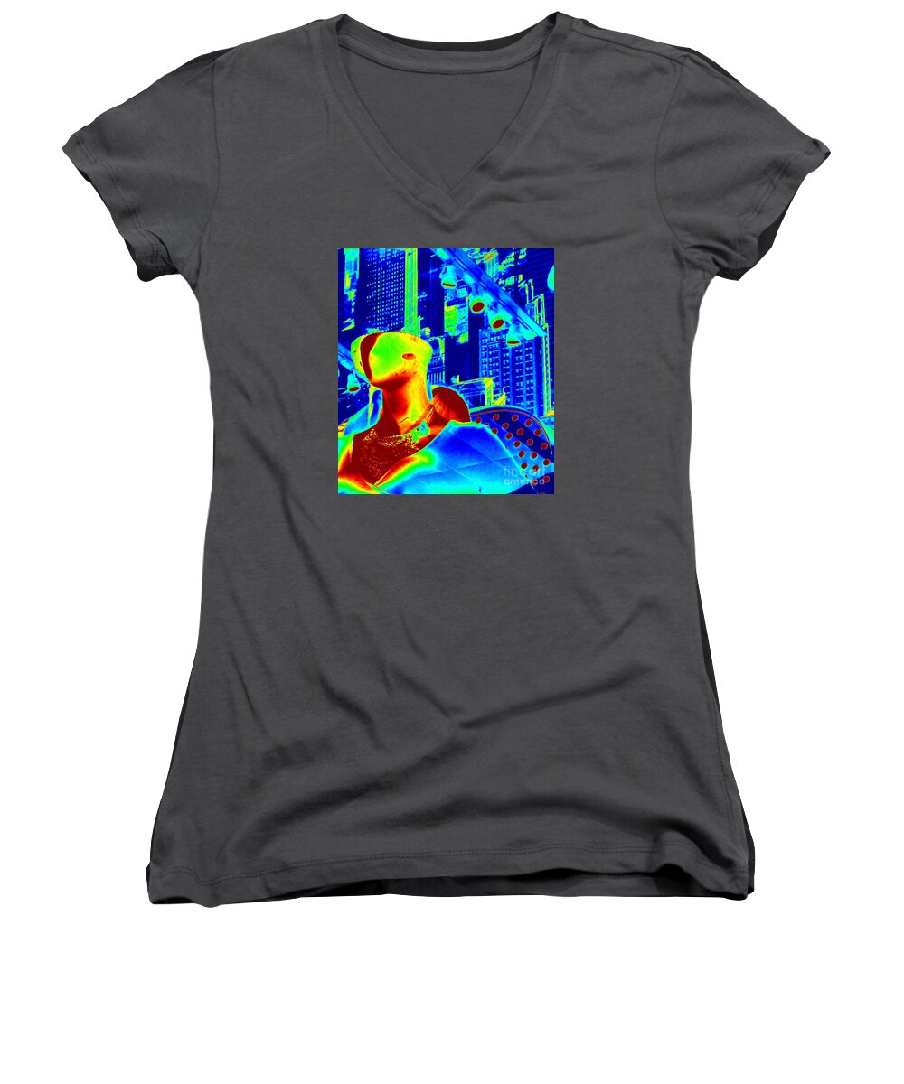 Americas Top Model Women's V-Neck featuring the photograph Diva NYC by Barbara Leigh Art