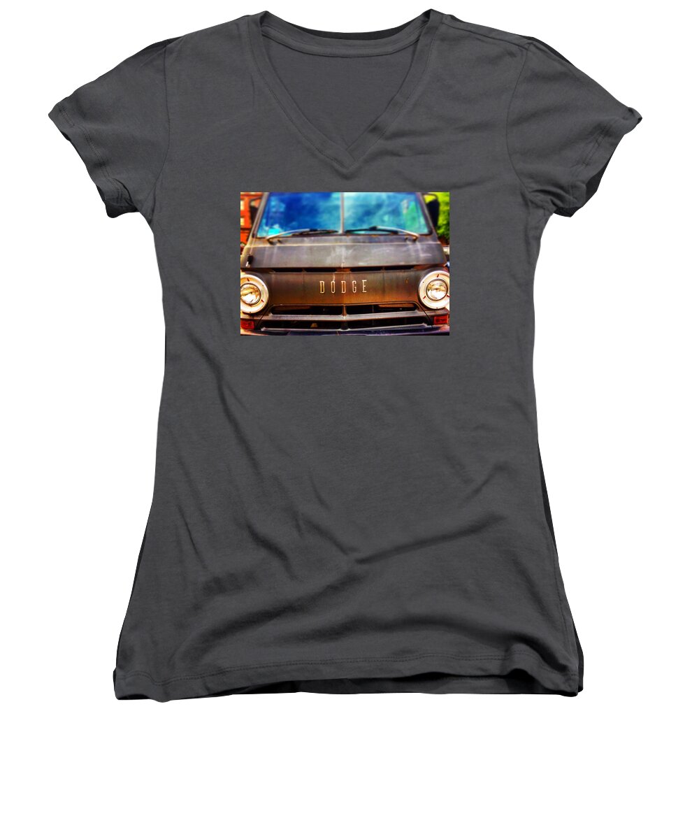  Women's V-Neck featuring the digital art Dodge in town by Olivier Calas