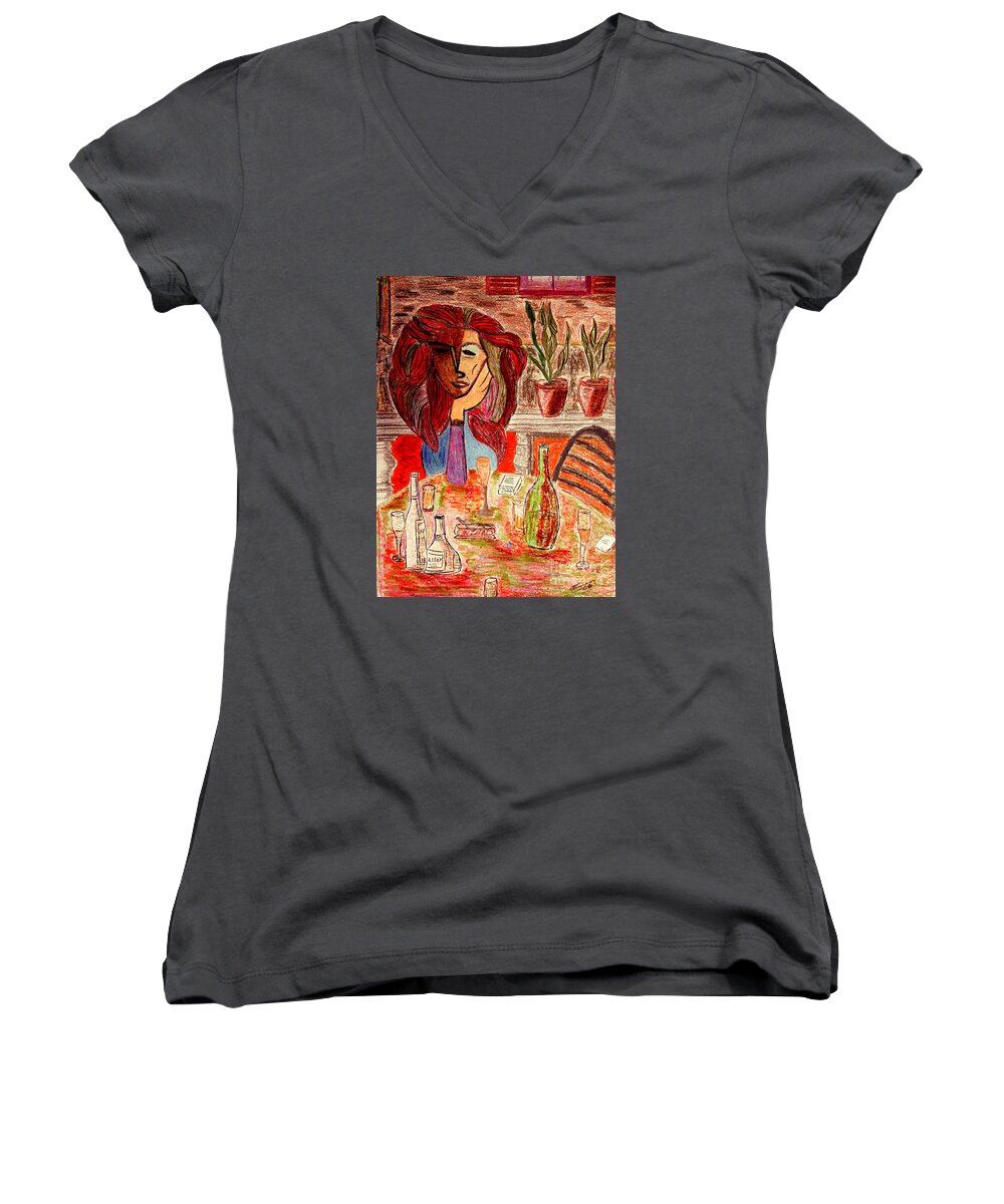 Dorothy Women's V-Neck featuring the painting Dorothys Birthday party by Bill OConnor