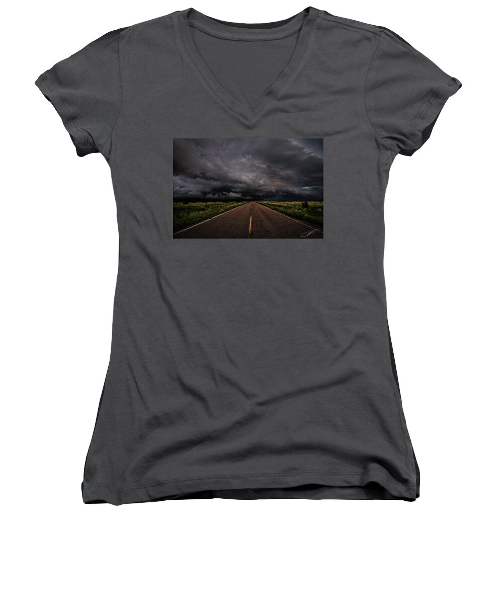 Cloud Women's V-Neck featuring the photograph Down low on 109 by Jeff Niederstadt