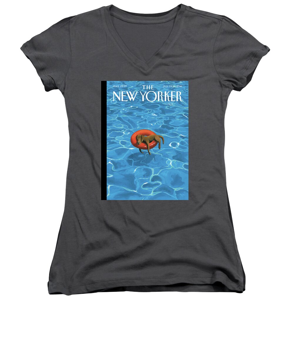 Downtime Women's V-Neck featuring the drawing Downtime by Mark Ulriksen