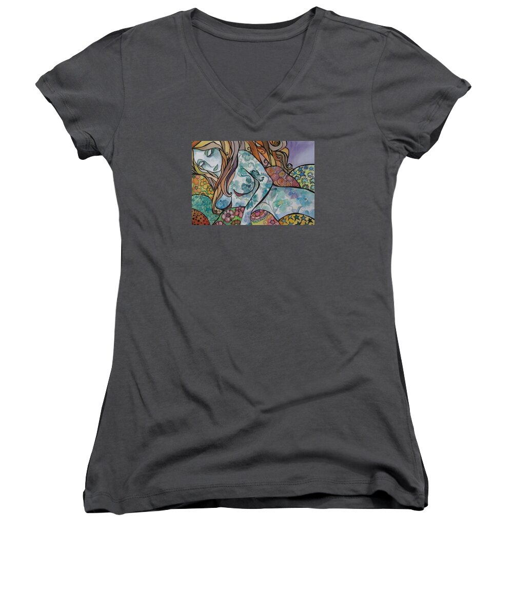 Dreaming Women's V-Neck featuring the painting Dream by Claudia Cole Meek