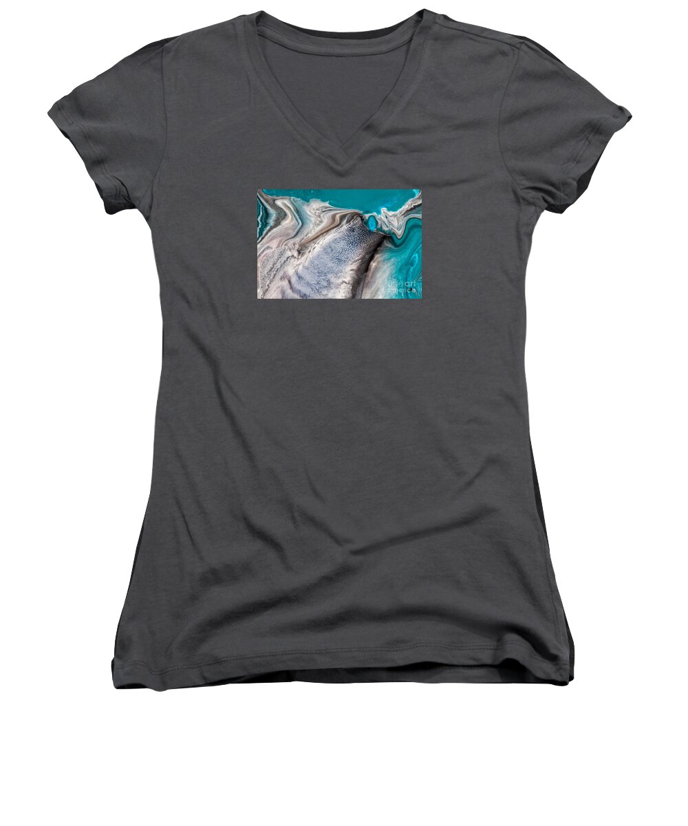 Abstract Women's V-Neck featuring the painting Dreams Like Ocean by Patti Schulze