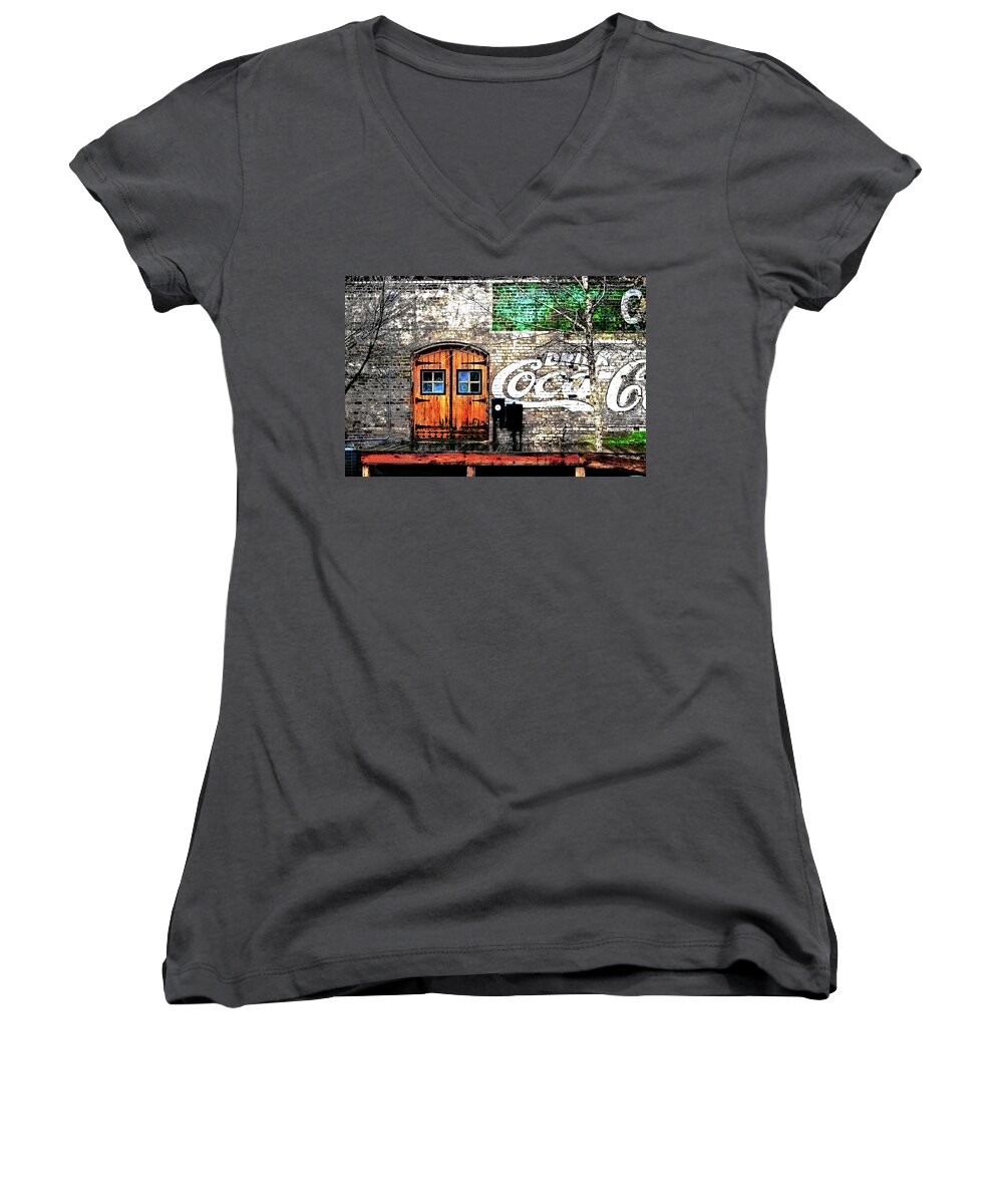 Greenville Women's V-Neck featuring the photograph Drink Coca Cola by Gray Artus
