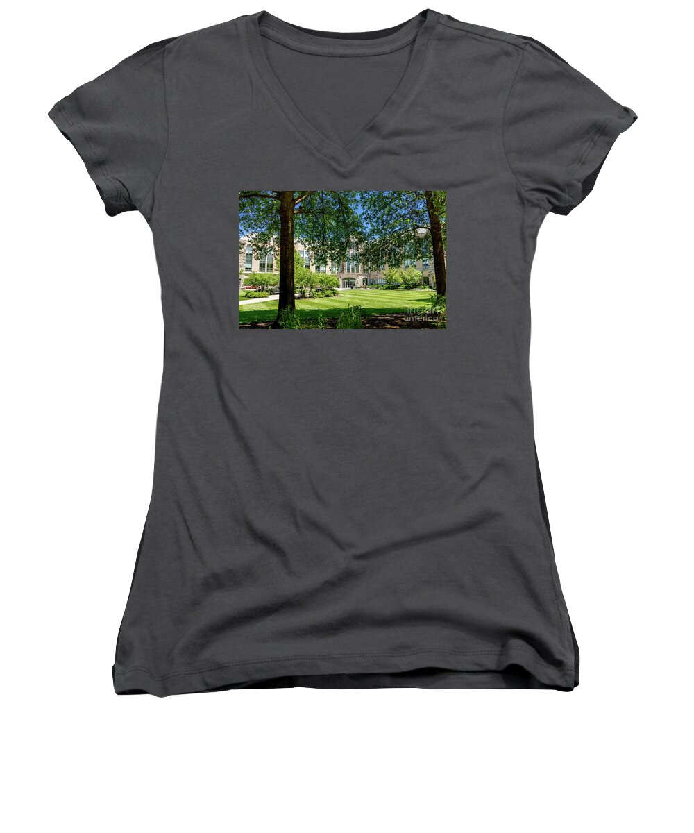 Coffee Women's V-Neck featuring the photograph Driscoll Hall by William Norton
