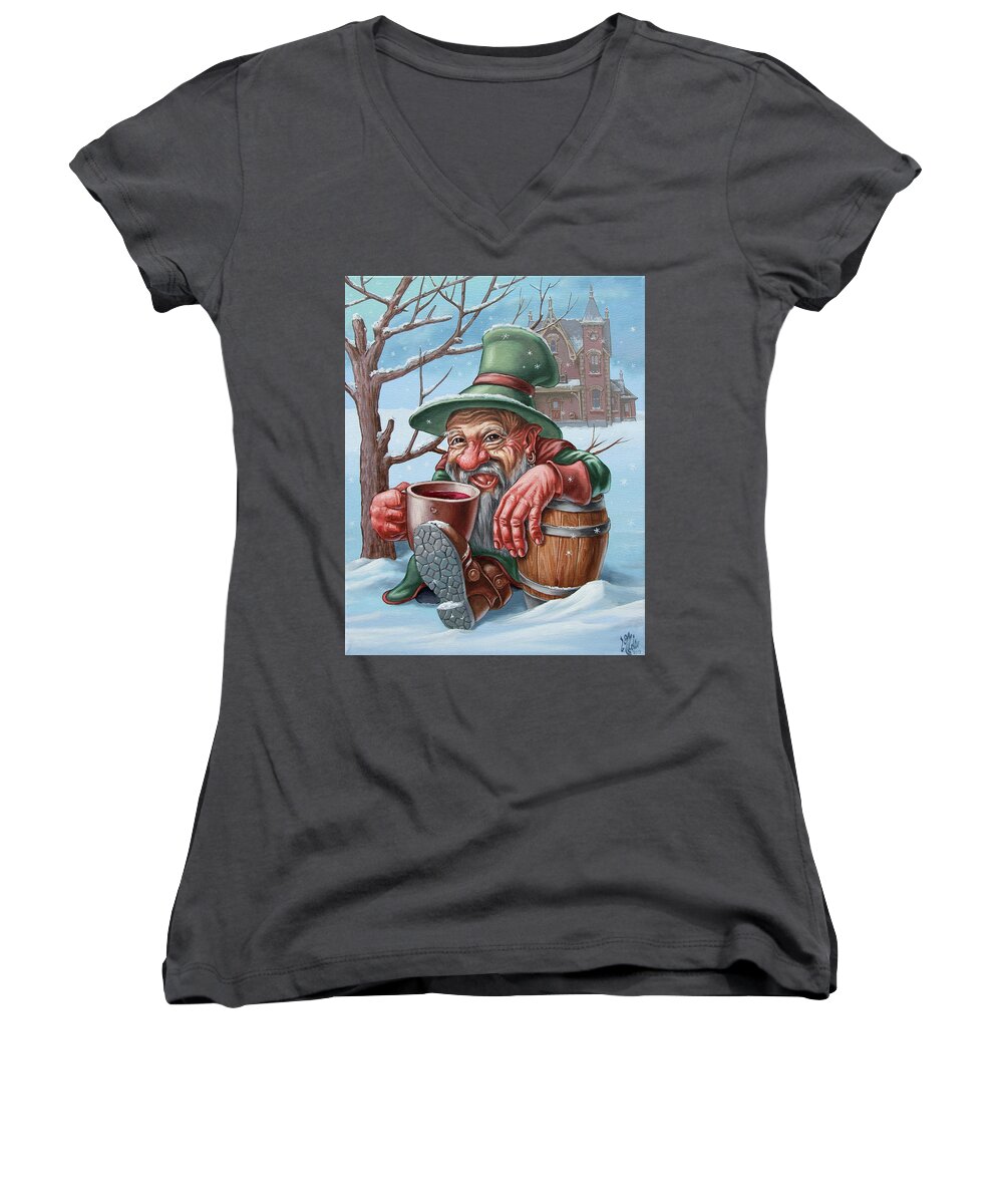Painting Women's V-Neck featuring the painting Drunkard by Victor Molev