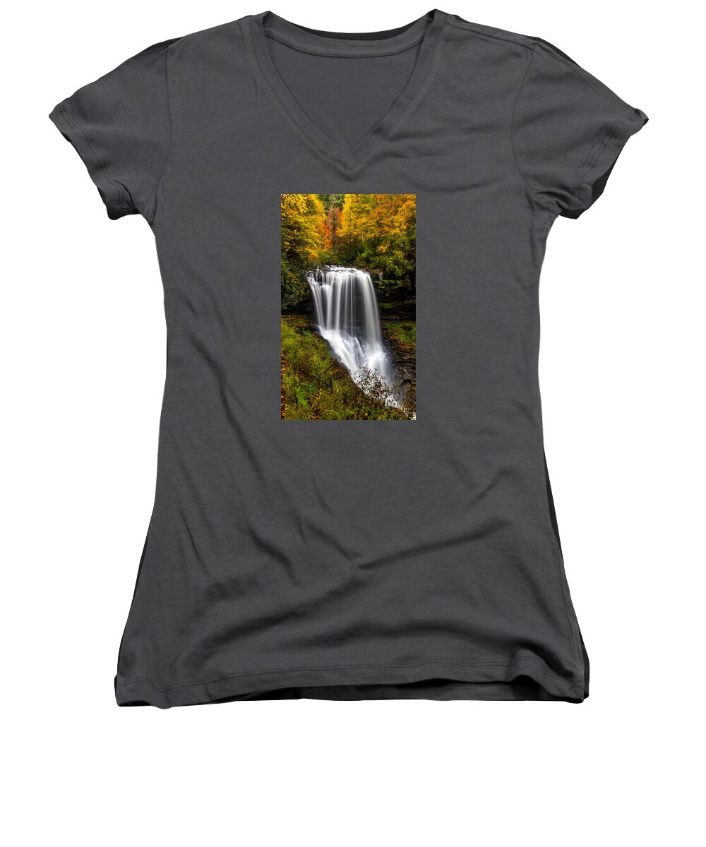 Waterfall Women's V-Neck featuring the photograph Dry Falls in October by Chris Berrier