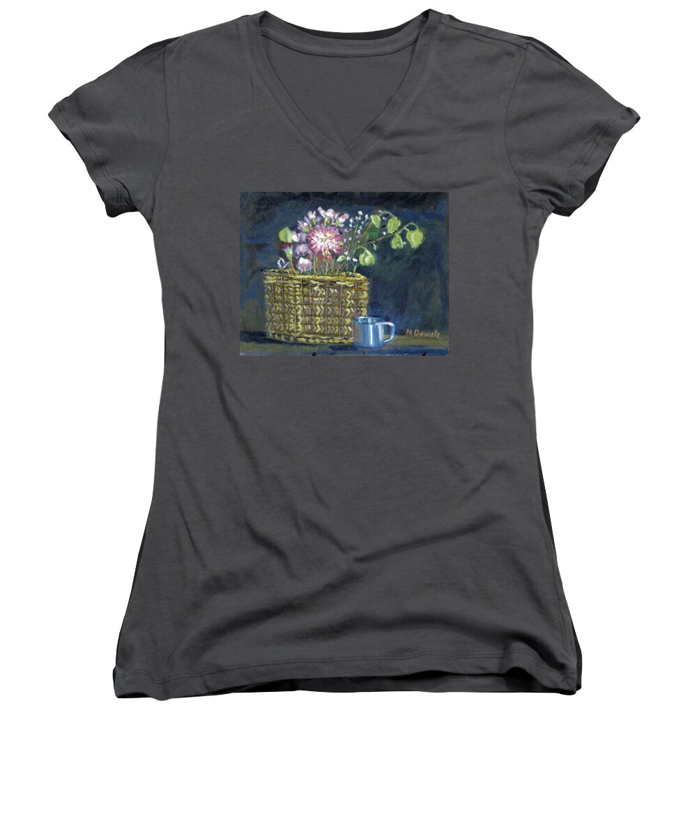 Flower Women's V-Neck featuring the painting Dying Flowers by Michael Daniels