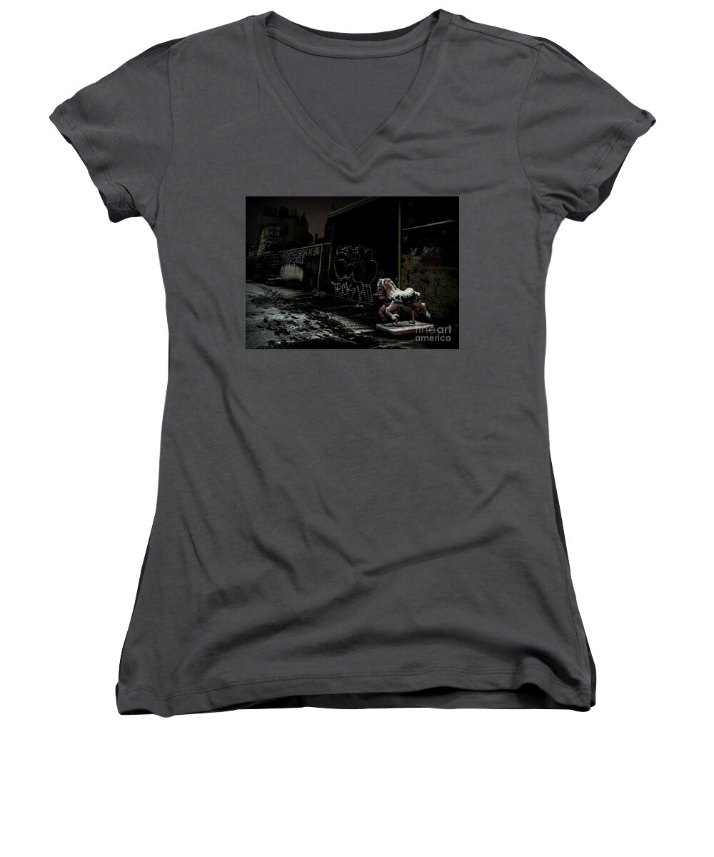 Dystopia Women's V-Neck featuring the photograph Dystopian Playground 1 by James Aiken