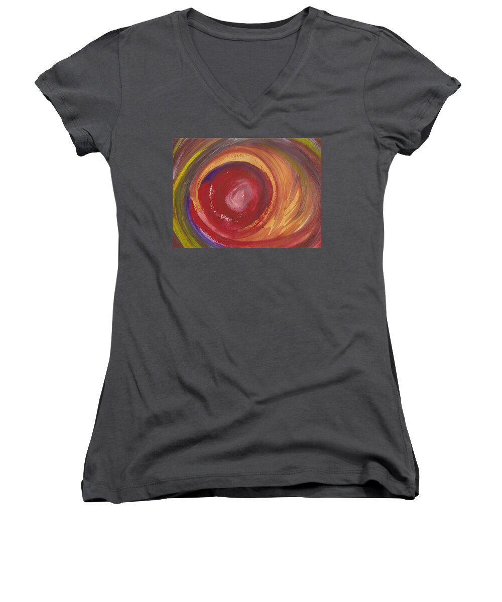 Earth Women's V-Neck featuring the painting Earth Storm by Julia Woodman