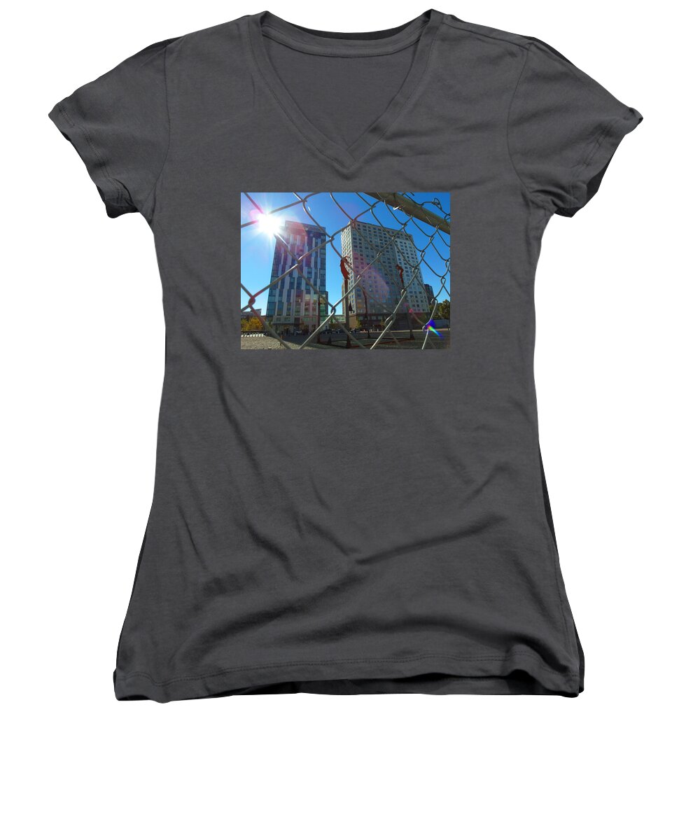 Buildings Women's V-Neck featuring the photograph East Cambridge 2 by Christopher Brown