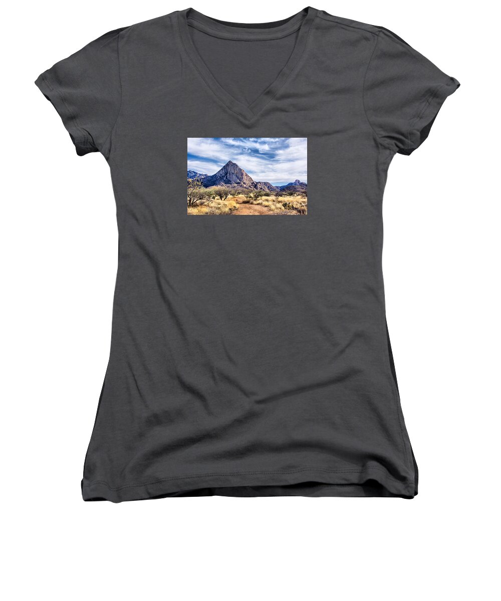 Mountains Women's V-Neck featuring the photograph Elephant Head by Barbara Manis