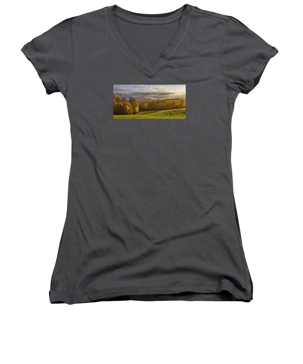 Countryside Women's V-Neck featuring the photograph Empty Pasture - Cows Needed by Ken Barrett
