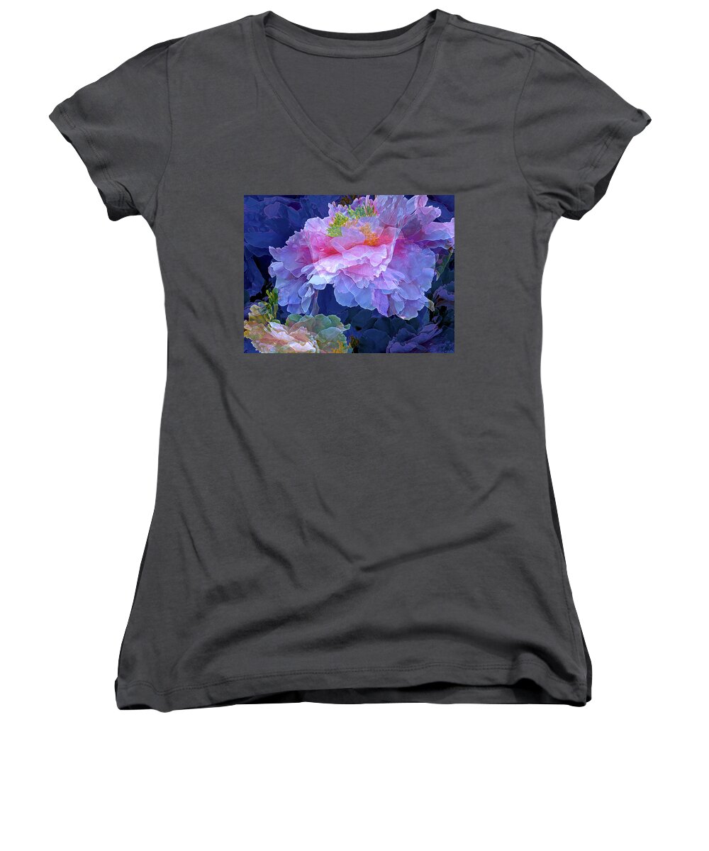 Peony Fantasies Women's V-Neck featuring the photograph Ethereal 10 by Lynda Lehmann