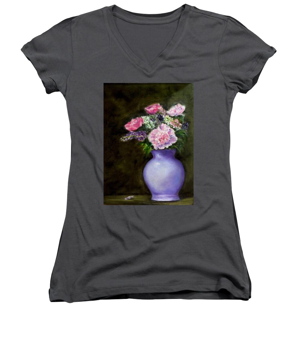 Still Life Women's V-Neck featuring the painting Evening Splendor by Dr Pat Gehr