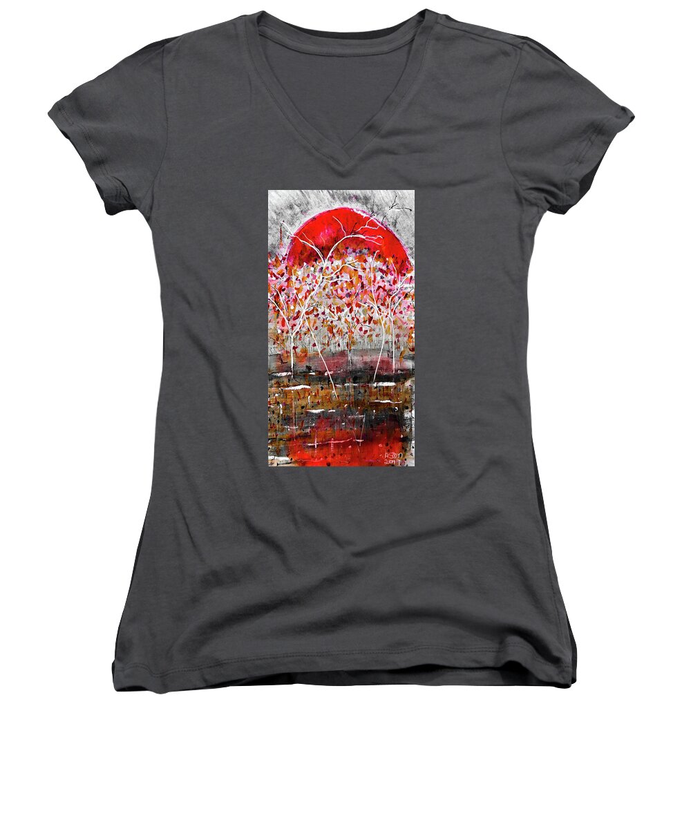 Fall Women's V-Neck featuring the mixed media Fall-iage v2.0 by Jason Nicholas