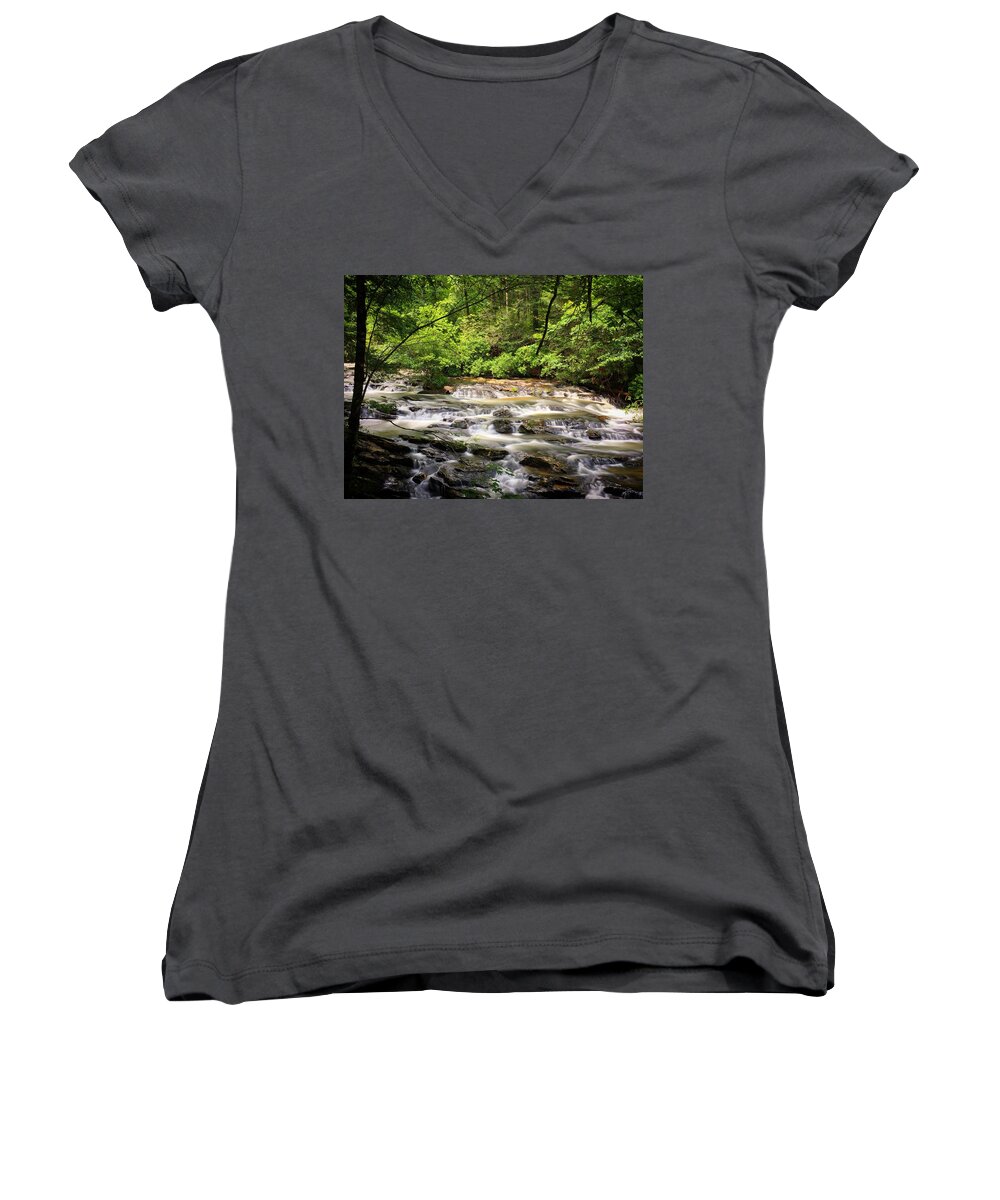 Waterfalls Women's V-Neck featuring the photograph Falling by Richie Parks