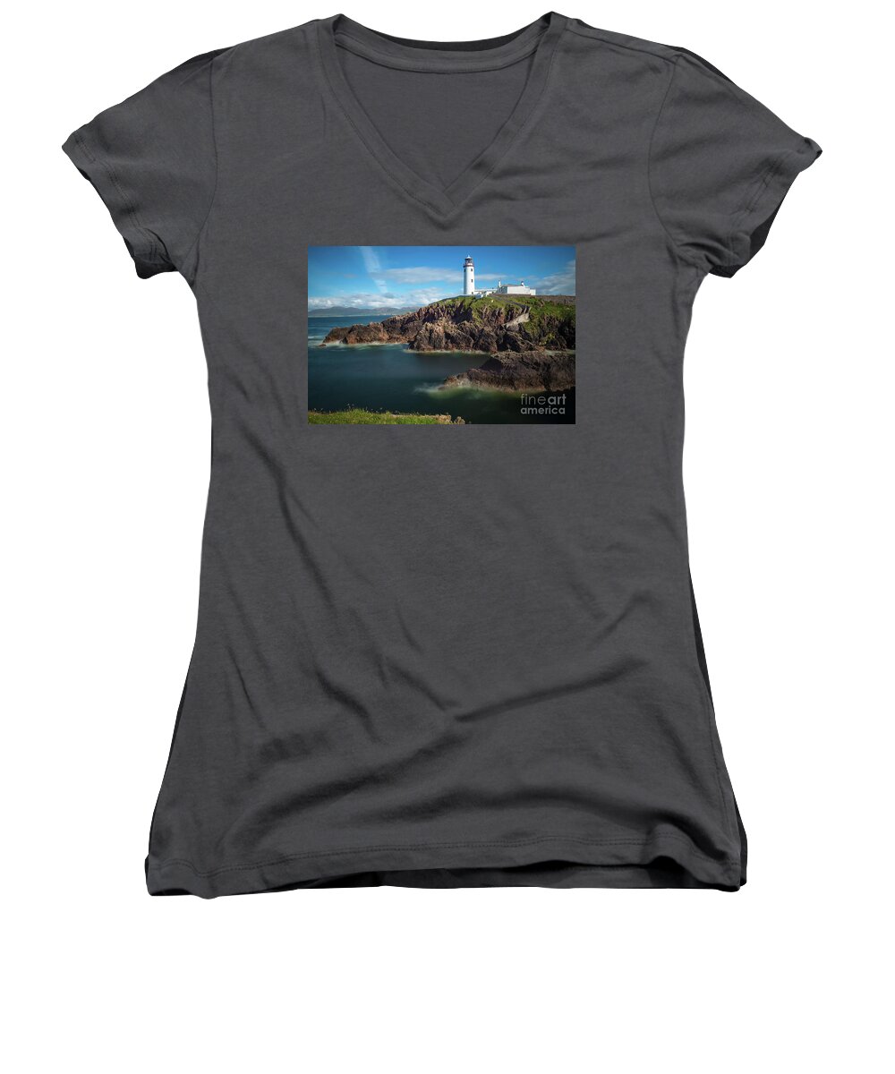 2012 Women's V-Neck featuring the photograph Fanad Head Lighthouse by Andrew Michael