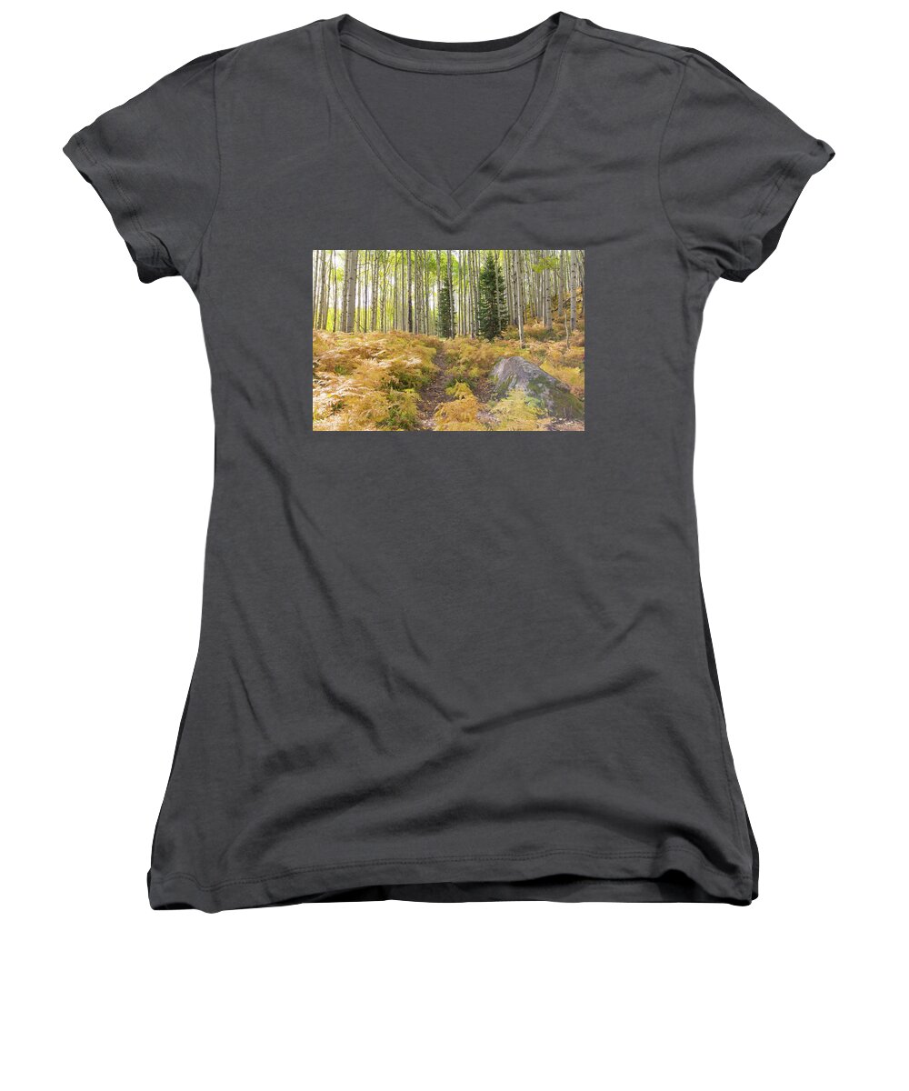Ferns Women's V-Neck featuring the photograph Fern Path by Nancy Dunivin