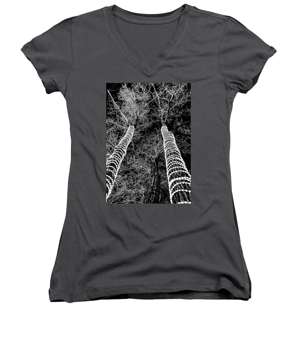  Women's V-Neck featuring the photograph Festive Forrest by Michael Nowotny