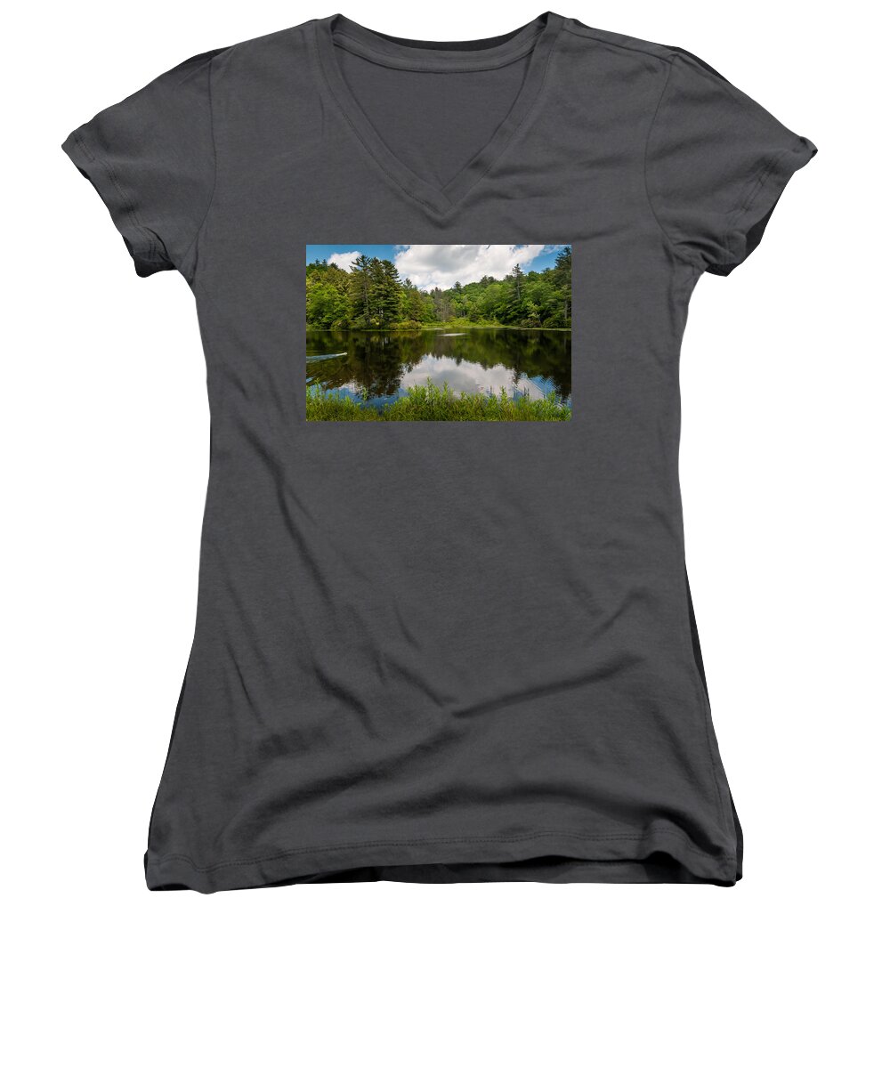 Lake Women's V-Neck featuring the photograph Fetch by James L Bartlett