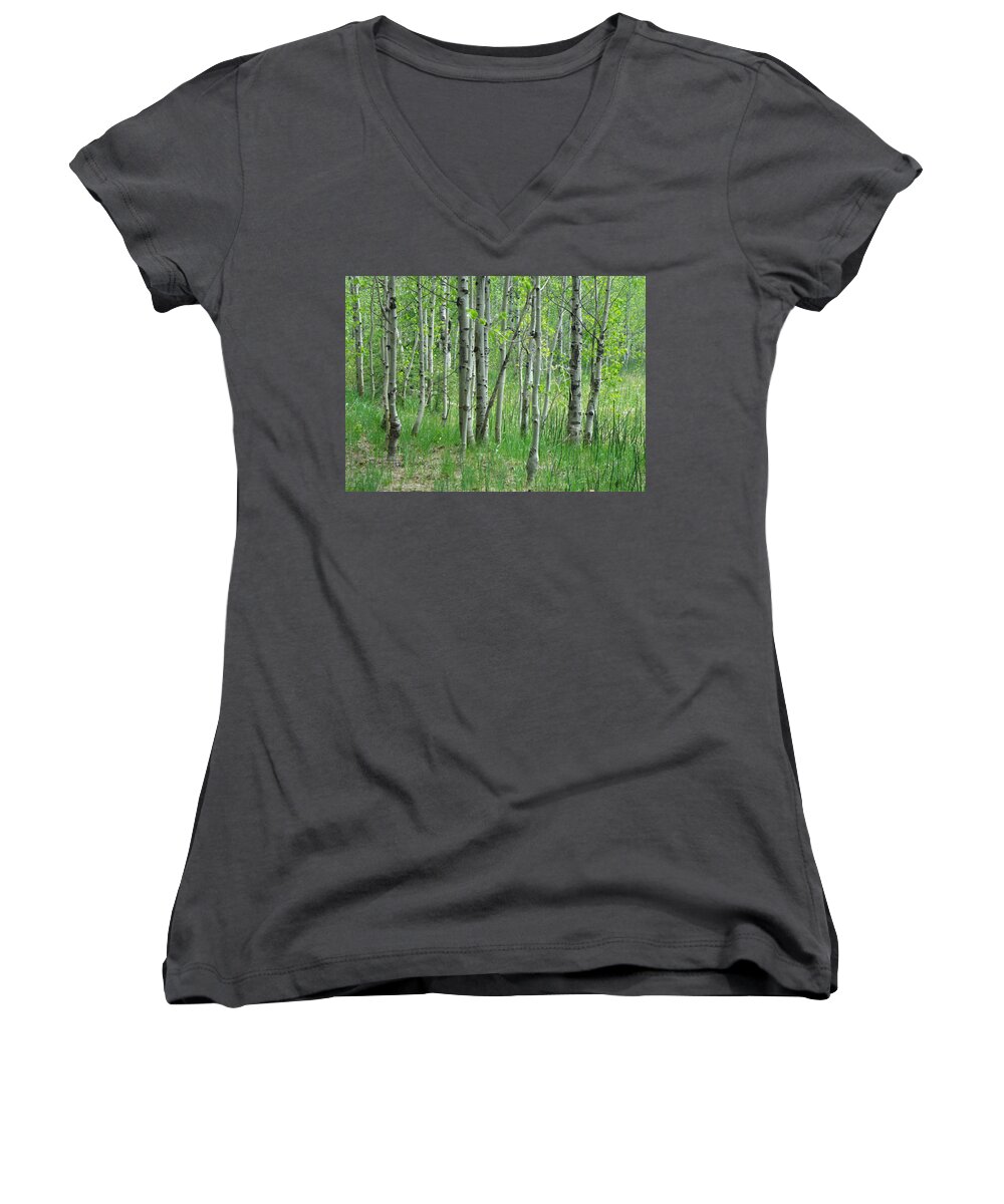 Tree Women's V-Neck featuring the photograph Field Of Teens by Donna Blackhall