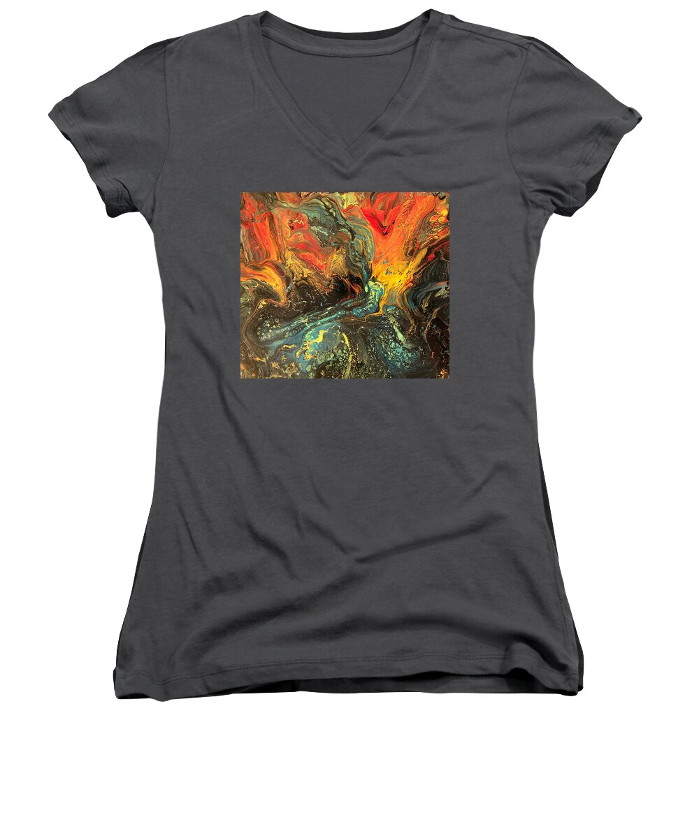 Fight Women's V-Neck featuring the painting Fight by Dorothy Maier
