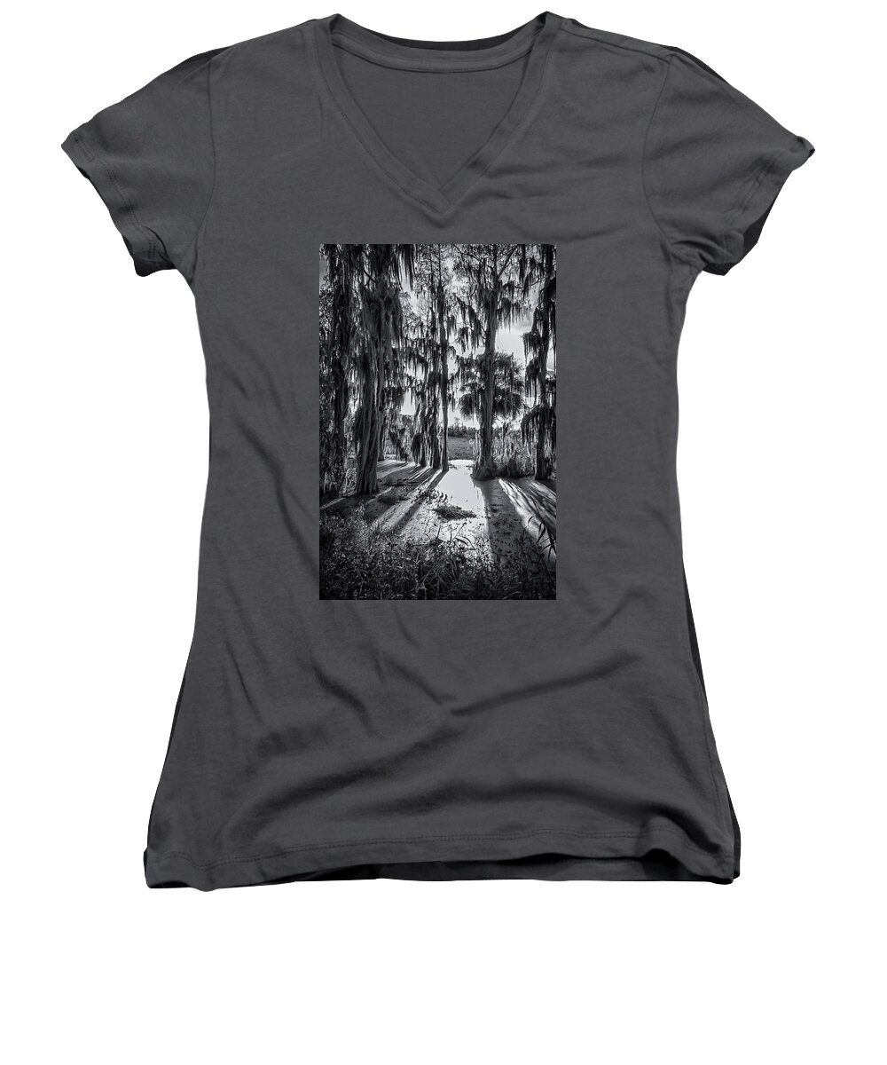 Crystal Yingling Women's V-Neck featuring the photograph Filtered Light by Ghostwinds Photography