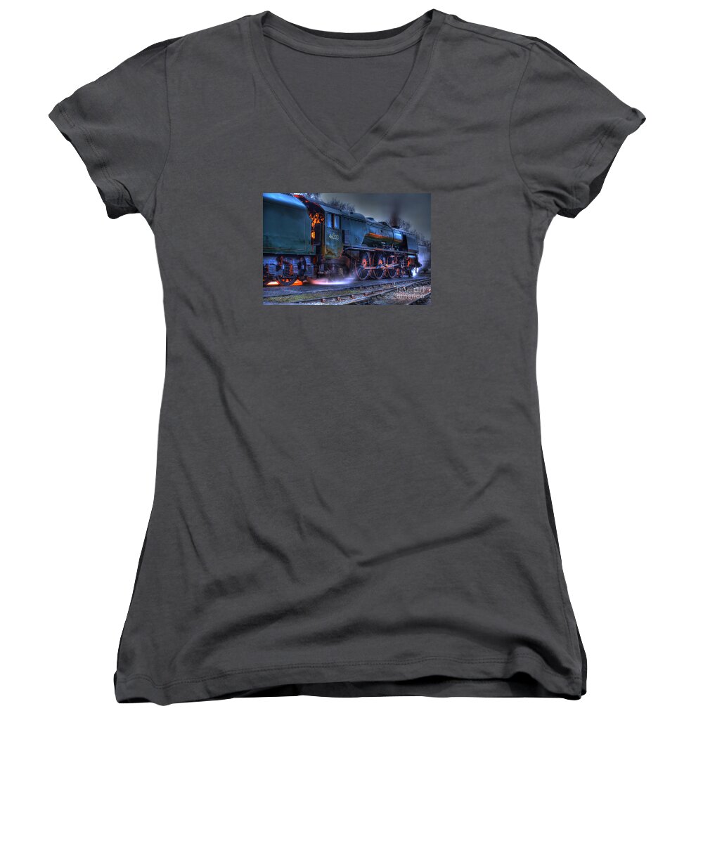 Steam Women's V-Neck featuring the photograph Fire In Her Belly by David Birchall