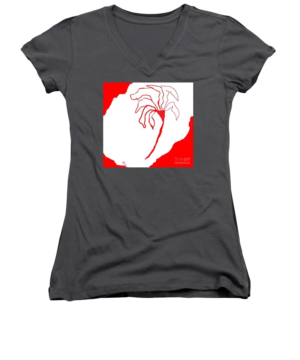 Drawing Women's V-Neck featuring the painting Flower Drawing by Marsha Heiken