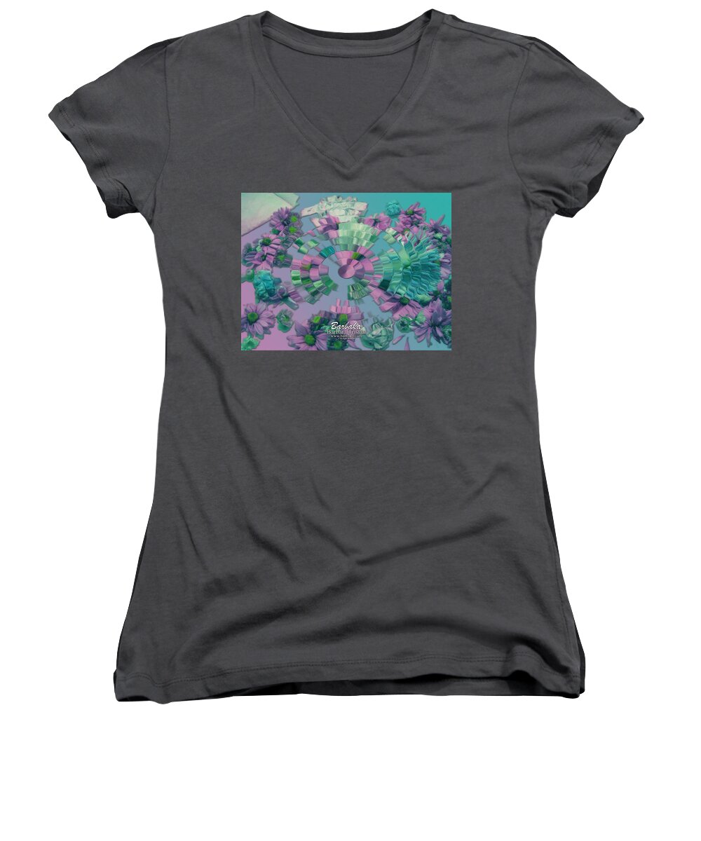 Art Women's V-Neck featuring the photograph Flowers and Paper by Barbara Tristan