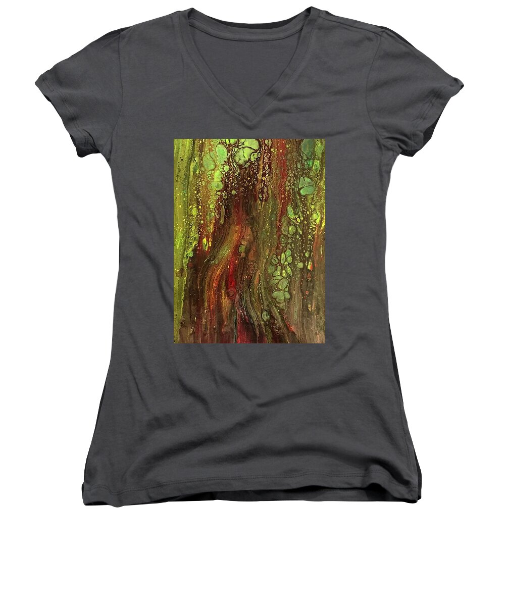 Flowing Painting Women's V-Neck featuring the painting Flowing by Dorothy Maier