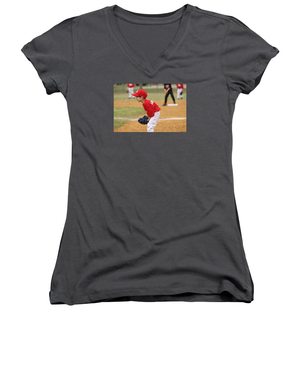 Baseball Women's V-Neck featuring the photograph For the love of the game by Angelica Garcia