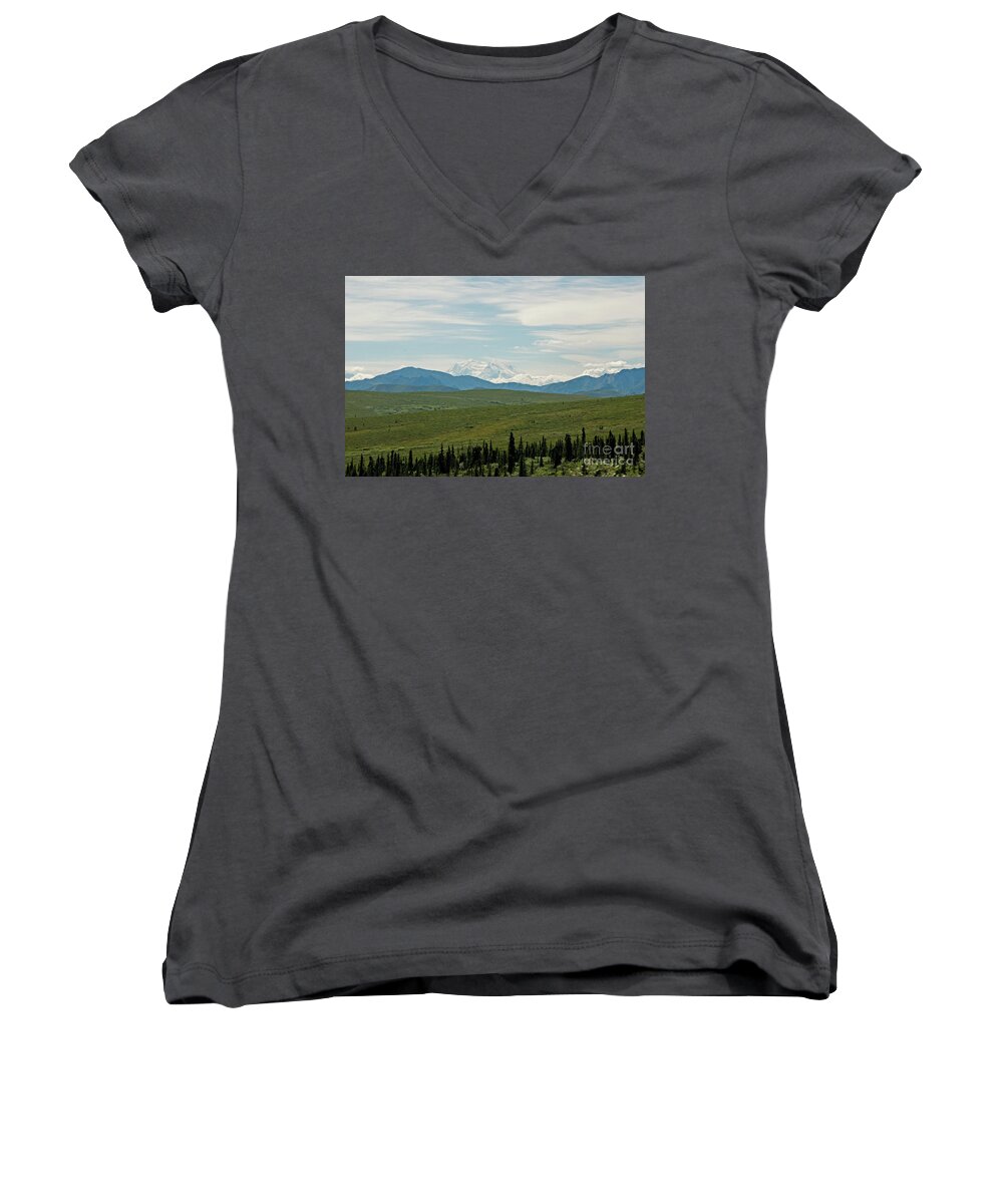 Alaska Women's V-Neck featuring the photograph Foreground and Mountain by Ed Taylor