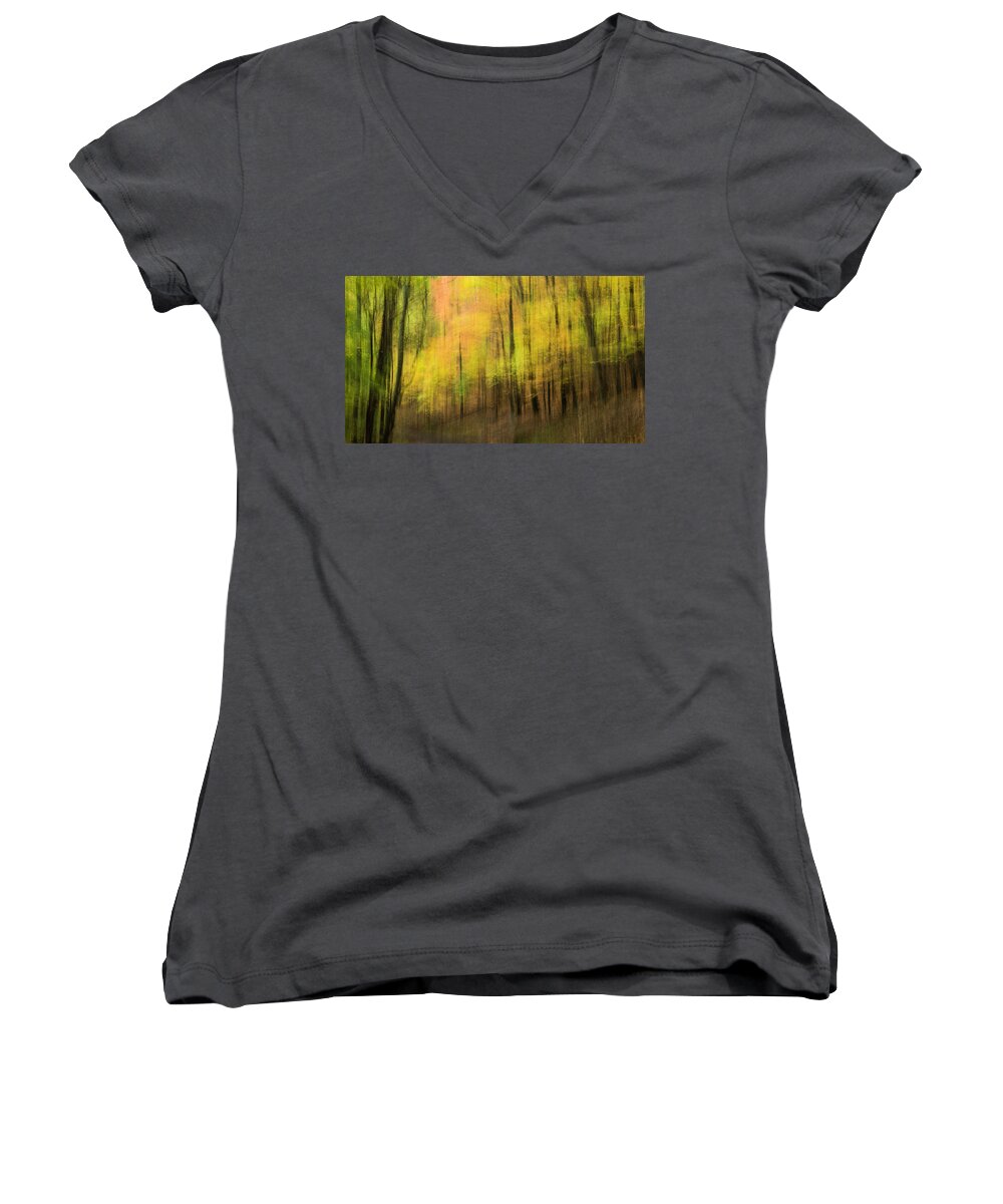 Impressionism Women's V-Neck featuring the photograph Forest Impressions by David Waldrop