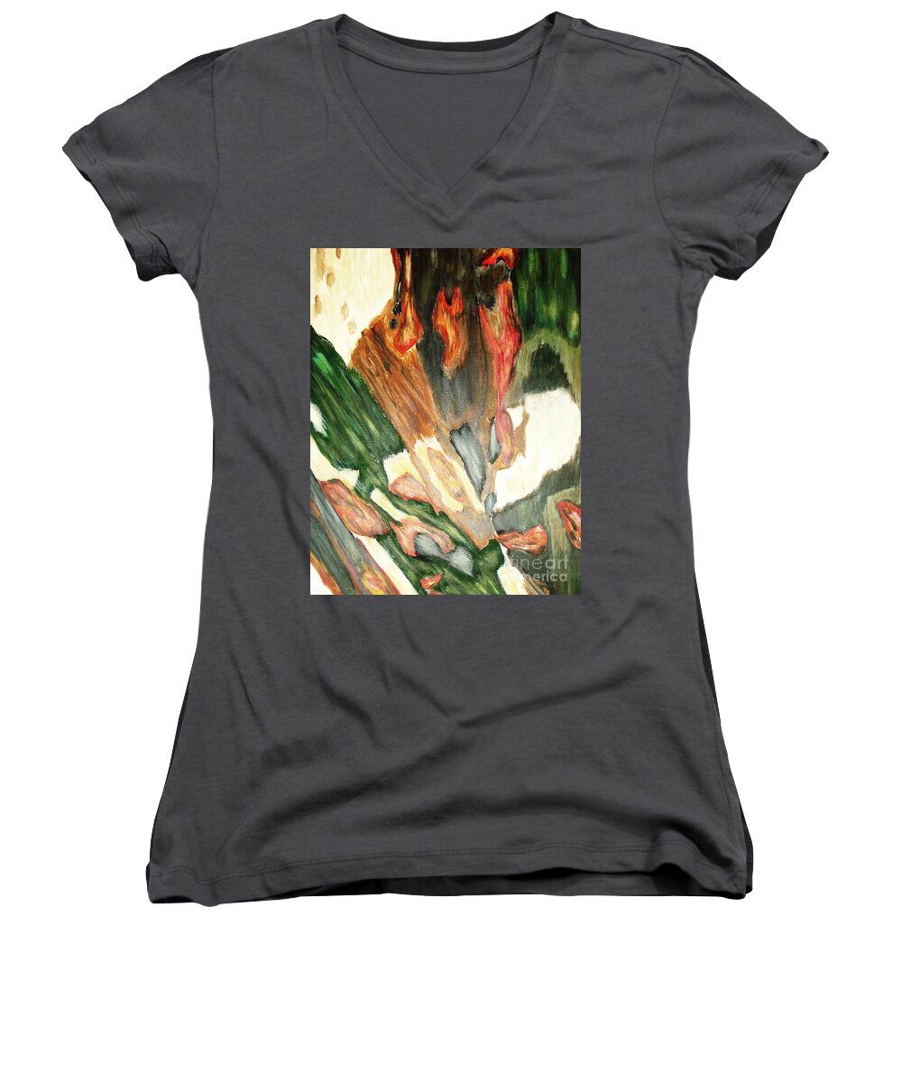 Abstract Women's V-Neck featuring the painting Forest by Yael VanGruber