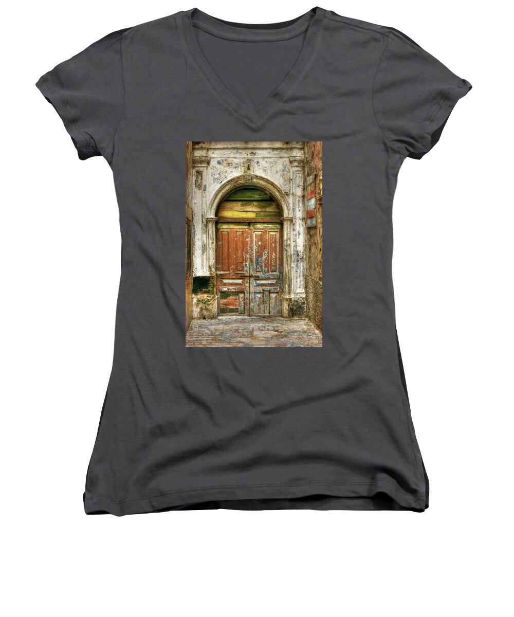Old Women's V-Neck featuring the photograph Forgotten Doorway by David Birchall