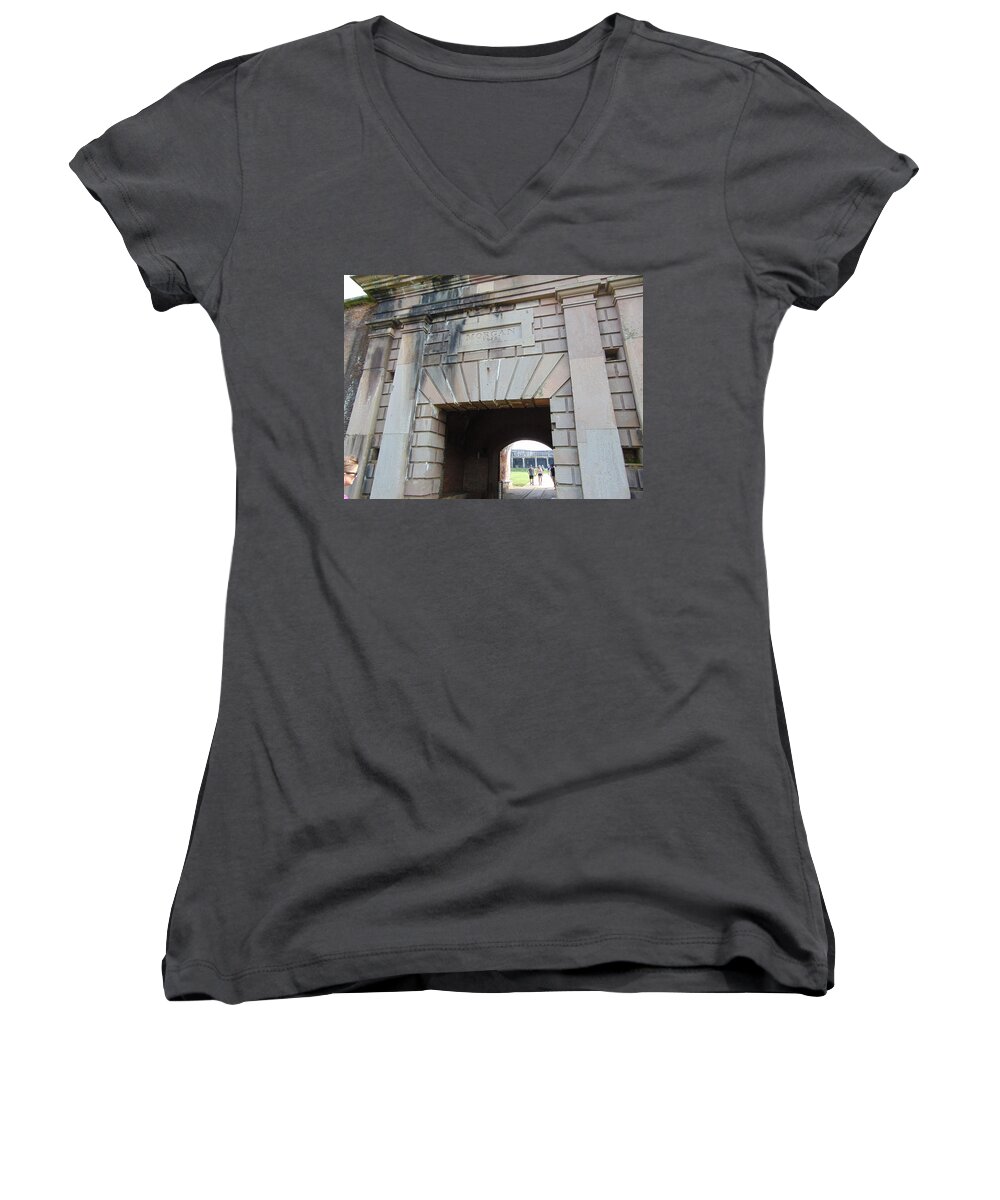 Historic Women's V-Neck featuring the photograph Fort Morgan by Richie Parks
