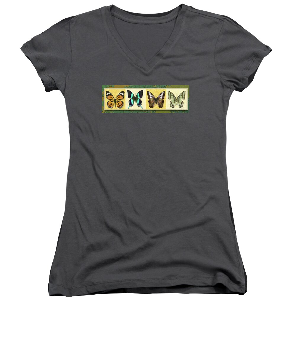  Butterfly Women's V-Neck featuring the digital art Four Butterfly variation by Melissa A Benson